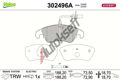 VALEO Sada brzdov�ch desti�ek EXPERT VA 302496A, 302496A
