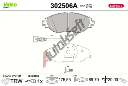 VALEO Sada brzdov�ch desti�ek EXPERT VA 302506A, 302506A