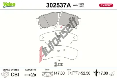 VALEO Sada brzdov�ch desti�ek EXPERT VA 302537A, 302537A