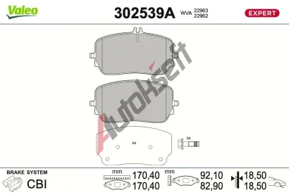 VALEO Sada brzdov�ch desti�ek EXPERT VA 302539A, 302539A