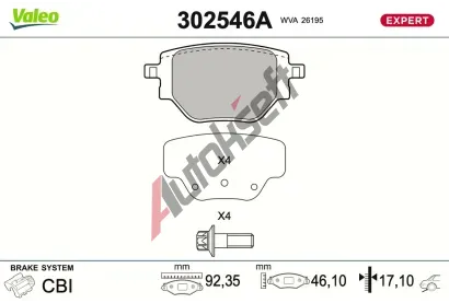 VALEO Sada brzdov�ch desti�ek EXPERT VA 302546A, 302546A