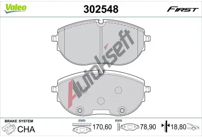 VALEO Sada brzdových destiček FIRST VA 302548, 302548 VALEO Sada brzdových destiček FIRST VA 302548, 302548