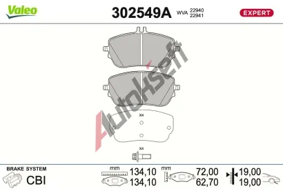 VALEO Sada brzdov�ch desti�ek EXPERT VA 302549A, 302549A