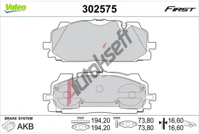VALEO Sada brzdov�ch desti�ek FIRST VA 302575, 302575