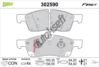 VALEO Sada brzdovch destiek FIRST VA 302590, 302590