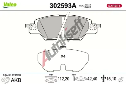 VALEO Sada brzdov�ch desti�ek EXPERT VA 302593A, 302593A