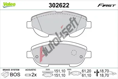 VALEO Sada brzdovch destiek FIRST VA 302622, 302622