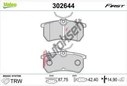 VALEO Sada brzdových destiček FIRST VA 302644, 302644 VALEO Sada brzdových destiček FIRST VA 302644, 302644