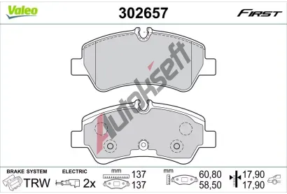 VALEO Sada brzdovch destiek FIRST VA 302657, 302657