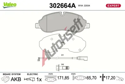 VALEO Sada brzdov�ch desti�ek EXPERT VA 302664A, 302664A