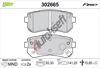 VALEO Sada brzdových destiček FIRST VA 302665, 302665 VALEO Sada brzdových destiček FIRST VA 302665, 302665