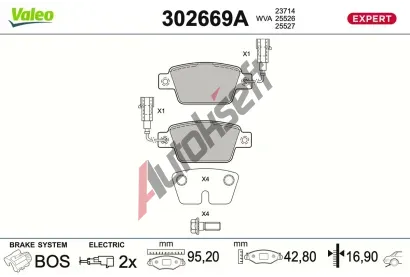 VALEO Sada brzdových destiček EXPERT VA 302669A, 302669A VALEO Sada brzdových destiček EXPERT VA 302669A, 302669A