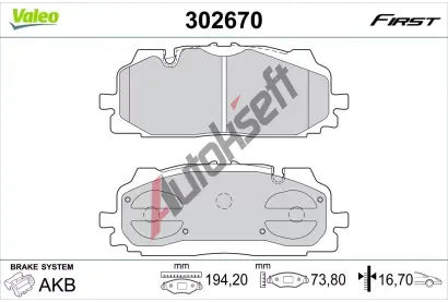 VALEO Sada brzdov�ch desti�ek FIRST VA 302670, 302670