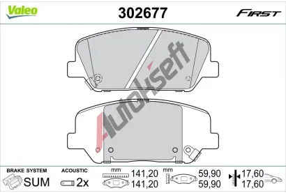 VALEO Sada brzdovch destiek FIRST VA 302677, 302677