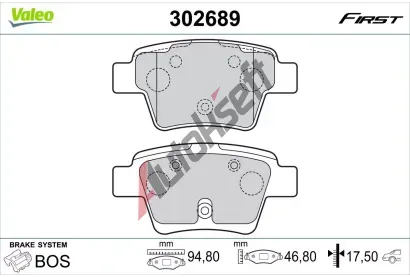 VALEO Sada brzdových destiček FIRST VA 302689, 302689 VALEO Sada brzdových destiček FIRST VA 302689, 302689