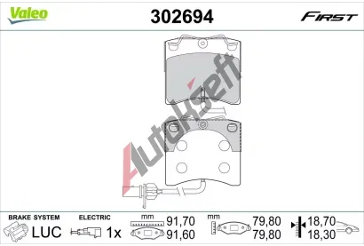 VALEO Sada brzdovch destiek FIRST VA 302694, 302694