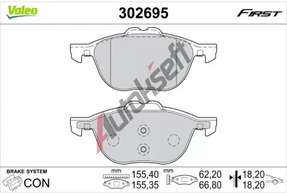 VALEO Sada brzdových destiček FIRST VA 302695, 302695 VALEO Sada brzdových destiček FIRST VA 302695, 302695