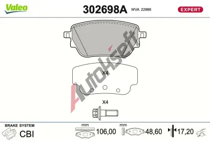 VALEO Sada brzdov�ch desti�ek EXPERT VA 302698A, 302698A
