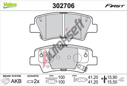 VALEO Sada brzdových destiček FIRST VA 302706, 302706 VALEO Sada brzdových destiček FIRST VA 302706, 302706