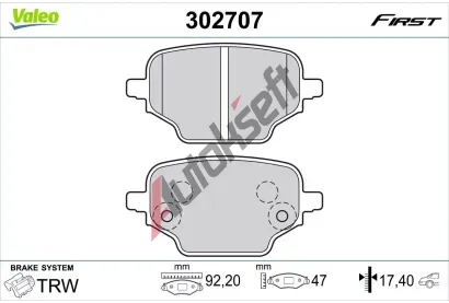 VALEO Sada brzdových destiček FIRST VA 302707, 302707 VALEO Sada brzdových destiček FIRST VA 302707, 302707