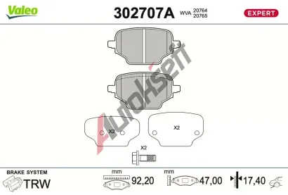 VALEO Sada brzdov�ch desti�ek EXPERT VA 302707A, 302707A