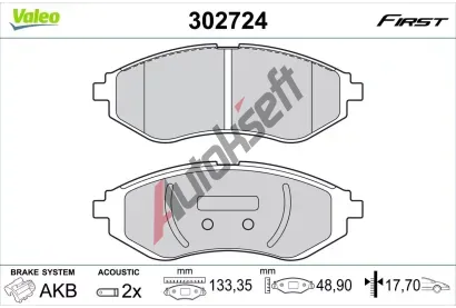 VALEO Sada brzdových destiček FIRST VA 302724, 302724 VALEO Sada brzdových destiček FIRST VA 302724, 302724