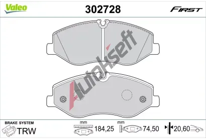 VALEO Sada brzdovch destiek FIRST VA 302728, 302728