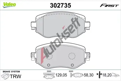 VALEO Sada brzdovch destiek FIRST VA 302735, 302735