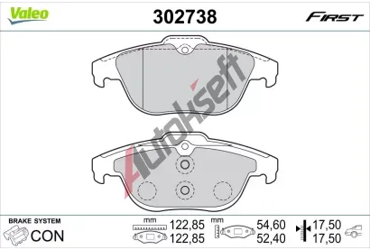 VALEO Sada brzdových destiček FIRST VA 302738, 302738 VALEO Sada brzdových destiček FIRST VA 302738, 302738