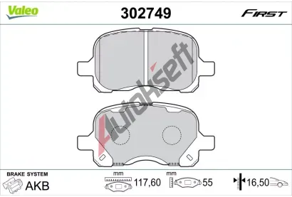 VALEO Sada brzdovch destiek FIRST VA 302749, 302749