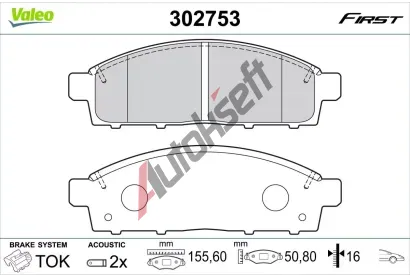 VALEO Sada brzdových destiček FIRST VA 302753, 302753 VALEO Sada brzdových destiček FIRST VA 302753, 302753