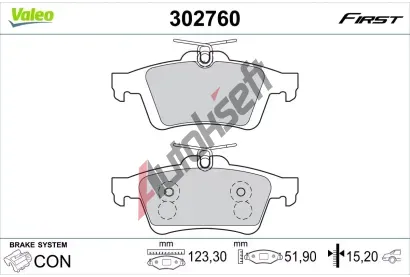 VALEO Sada brzdovch destiek FIRST VA 302760, 302760