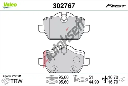 VALEO Sada brzdovch destiek FIRST VA 302767, 302767
