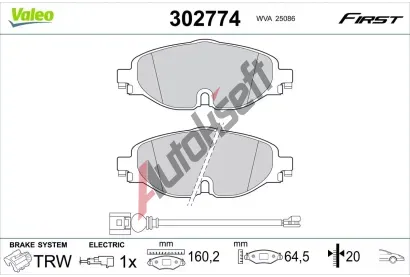 VALEO Sada brzdových destiček FIRST VA 302774, 302774 VALEO Sada brzdových destiček FIRST VA 302774, 302774