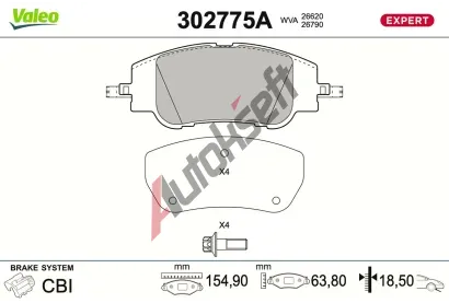 VALEO Sada brzdov�ch desti�ek EXPERT VA 302775A, 302775A