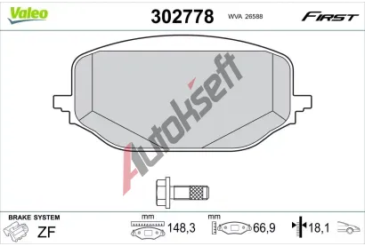 VALEO Sada brzdových destiček FIRST VA 302778, 302778 VALEO Sada brzdových destiček FIRST VA 302778, 302778