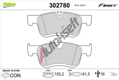 VALEO Sada brzdovch destiek FIRST VA 302780, 302780