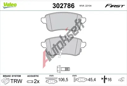VALEO Sada brzdovch destiek FIRST VA 302786, 302786