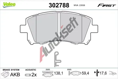 VALEO Sada brzdovch destiek FIRST VA 302788, 302788