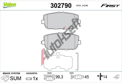 VALEO Sada brzdovch destiek FIRST VA 302790, 302790
