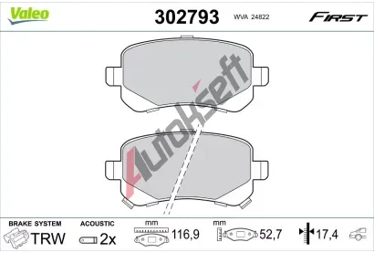 VALEO Sada brzdovch destiek FIRST VA 302793, 302793