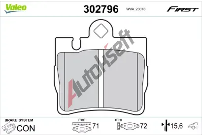 VALEO Sada brzdových destiček FIRST VA 302796, 302796 VALEO Sada brzdových destiček FIRST VA 302796, 302796