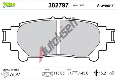 VALEO Sada brzdovch destiek FIRST VA 302797, 302797