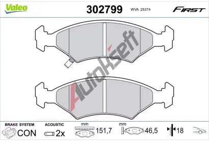 VALEO Sada brzdov�ch desti�ek FIRST VA 302799, 302799