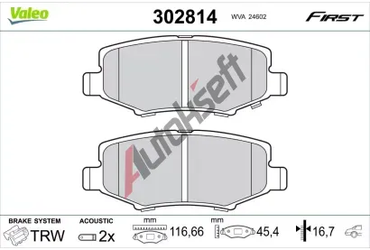 VALEO Sada brzdov�ch desti�ek FIRST VA 302814, 302814