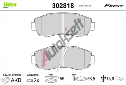 VALEO Sada brzdov�ch desti�ek FIRST VA 302818, 302818