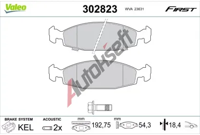 VALEO Sada brzdovch destiek FIRST VA 302823, 302823