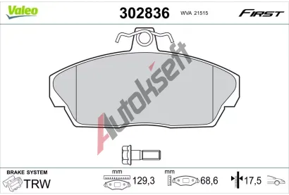 VALEO Sada brzdovch destiek FIRST VA 302836, 302836