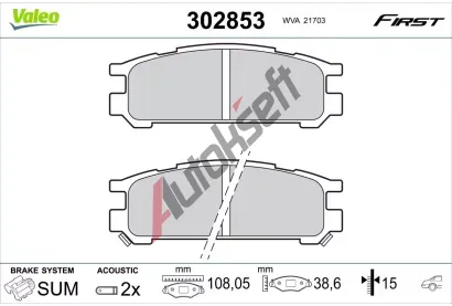 VALEO Sada brzdových destiček FIRST VA 302853, 302853 VALEO Sada brzdových destiček FIRST VA 302853, 302853