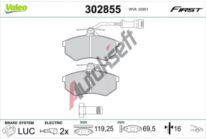 VALEO Sada brzdovch destiek FIRST VA 302855, 302855